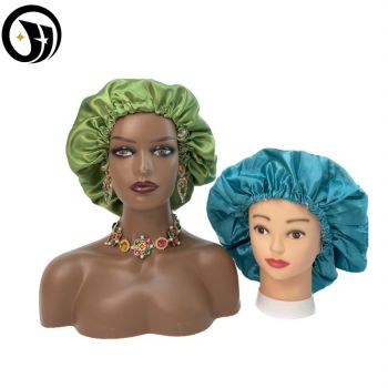 Reversible Double Color Customized Logo Satin Bonnets Adjustable Double Layer Private Label Satin Bonnet
