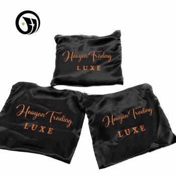 HAIR PACKAGING Custom Luxury Wig Satin Silk Zip Bag With LOGO